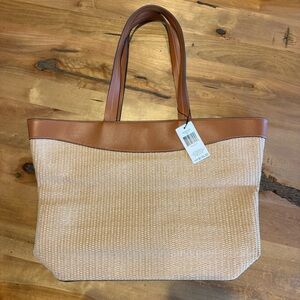 Fun Faux Leather & Straw Tote